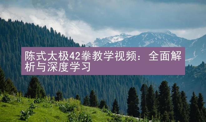 陈式太极42拳教学视频：全面解析与深度学习