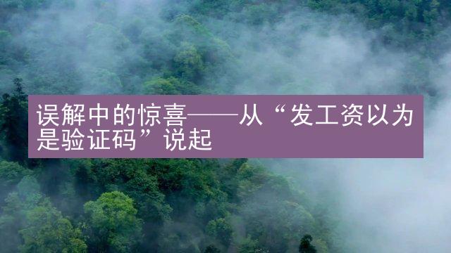 误解中的惊喜——从“发工资以为是验证码”说起