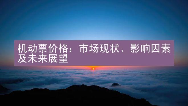 机动票价格：市场现状、影响因素及未来展望