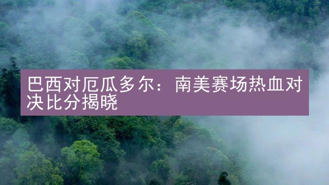 巴西对厄瓜多尔：南美赛场热血对决比分揭晓