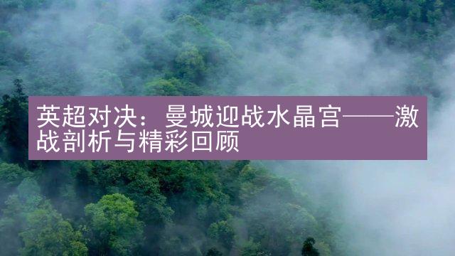 英超对决：曼城迎战水晶宫——激战剖析与精彩回顾