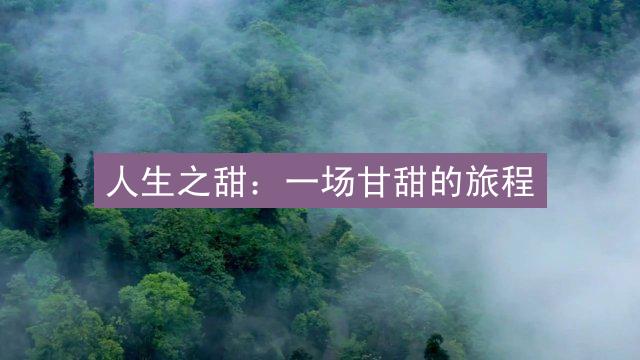 人生之甜：一场甘甜的旅程