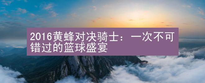 2016黄蜂对决骑士：一次不可错过的篮球盛宴