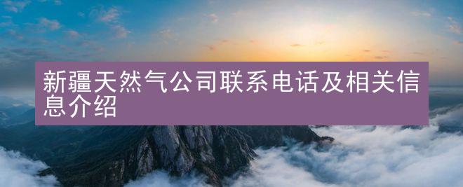 新疆天然气公司联系电话及相关信息介绍