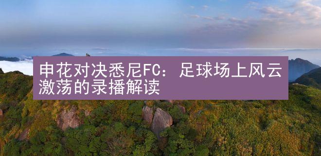 申花对决悉尼FC：足球场上风云激荡的录播解读