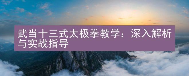 武当十三式太极拳教学：深入解析与实战指导